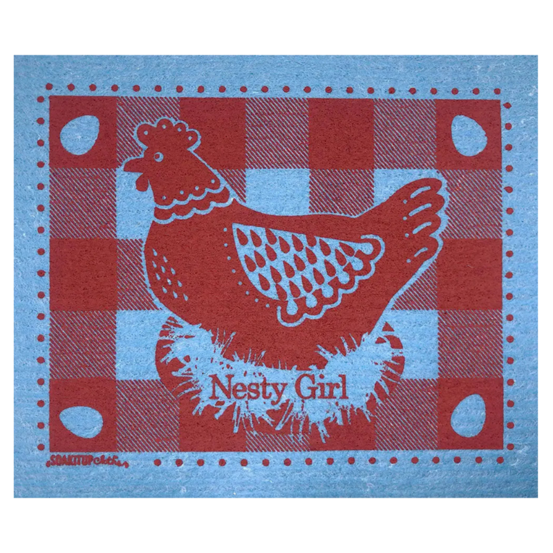 Nesty Girl Hen Blue - blue - Swedish Dishcloths soakitup.shop