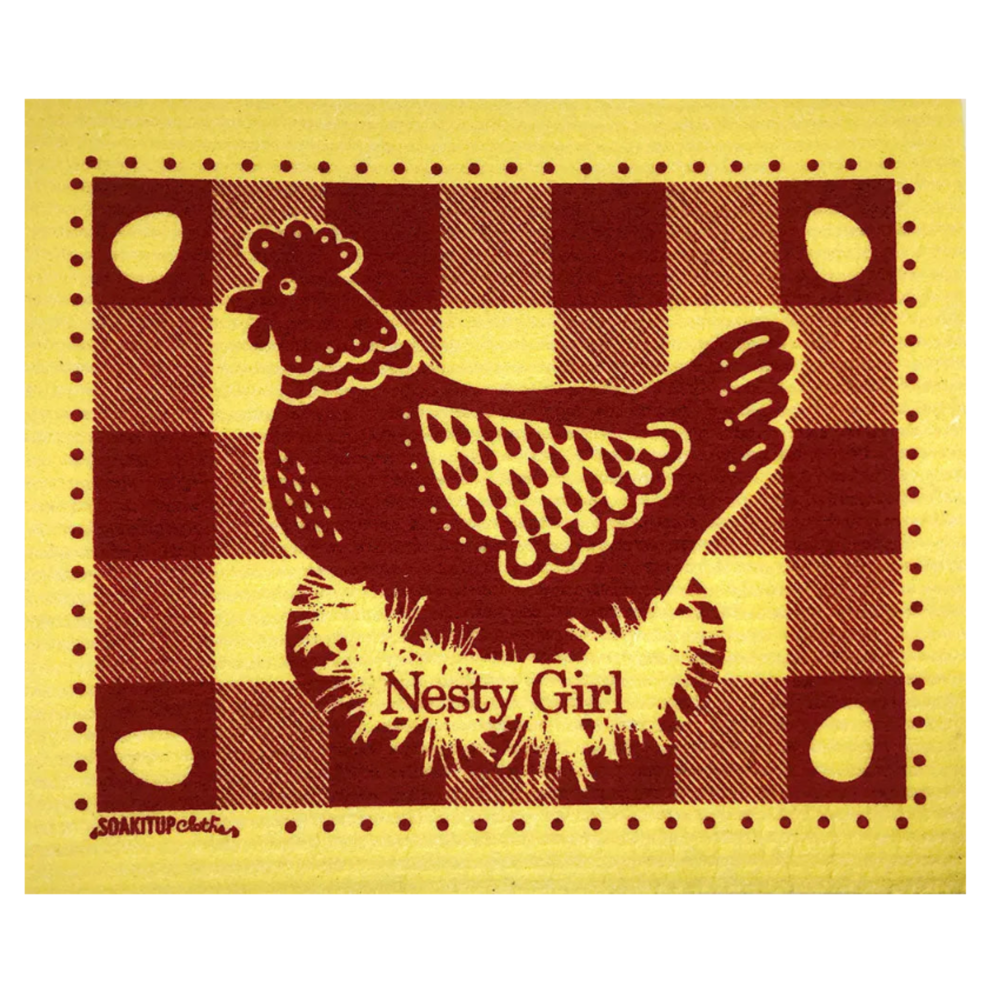 Nesty Girl Hen Blue - yellow - Swedish Dishcloths
