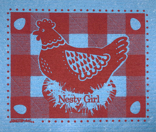 Nesty Girl Hen Blue - blue - Swedish Dishcloths
