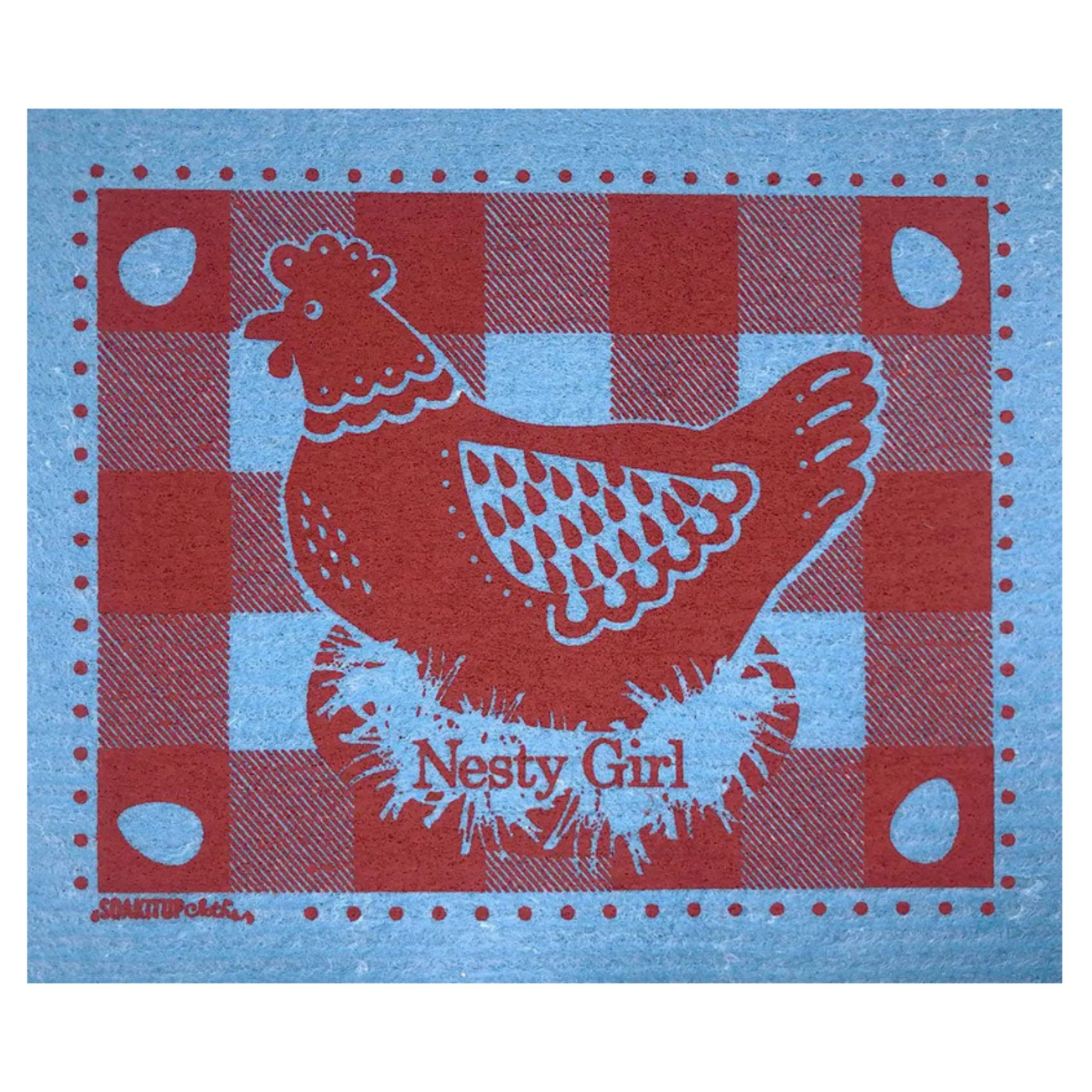 Nesty Girl Hen Yellow - blue - Swedish Dishcloths