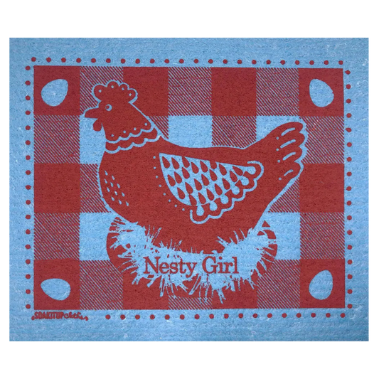 Nesty Girl Hen Yellow - blue - Swedish Dishcloths
