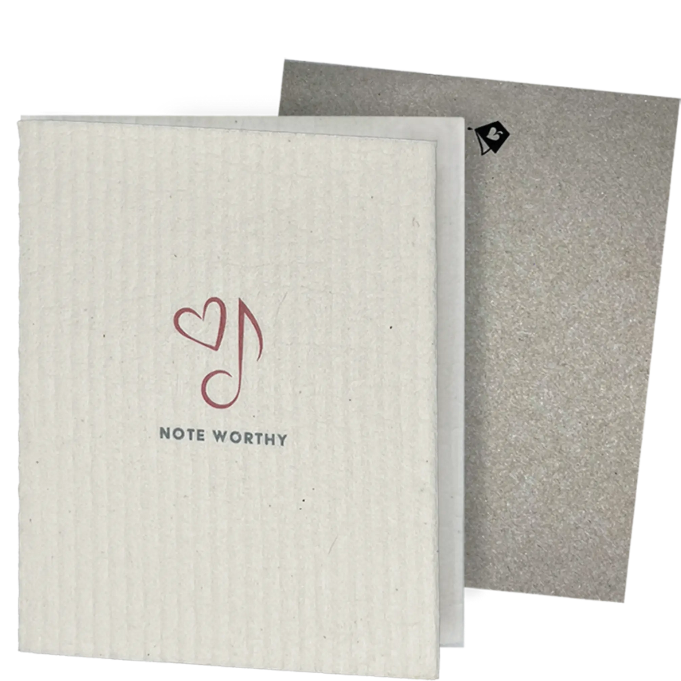 Clards eco-friendly greeting card - Music notes with heart 'Note Worthy'  - turns into 2 reusable sponge cleaning cloths. 