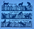 Load image into Gallery viewer, "one cat just leads to another"–Ernest Hemingway cute cats in bookshelves blue Swedish dishcloth
