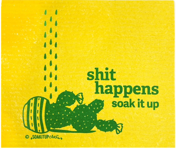 Sh*t Happens Soak iT Up - Yellow - Swedish Dishcloths