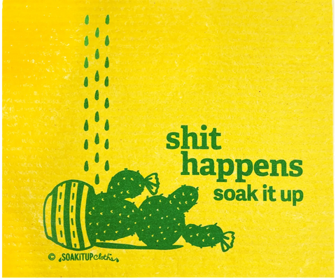 Sh*t Happens Soak iT Up - Yellow - Swedish Dishcloths Gifts