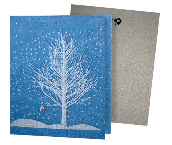 Snowy Red Cardinal Clards—Greetings that Clean Up