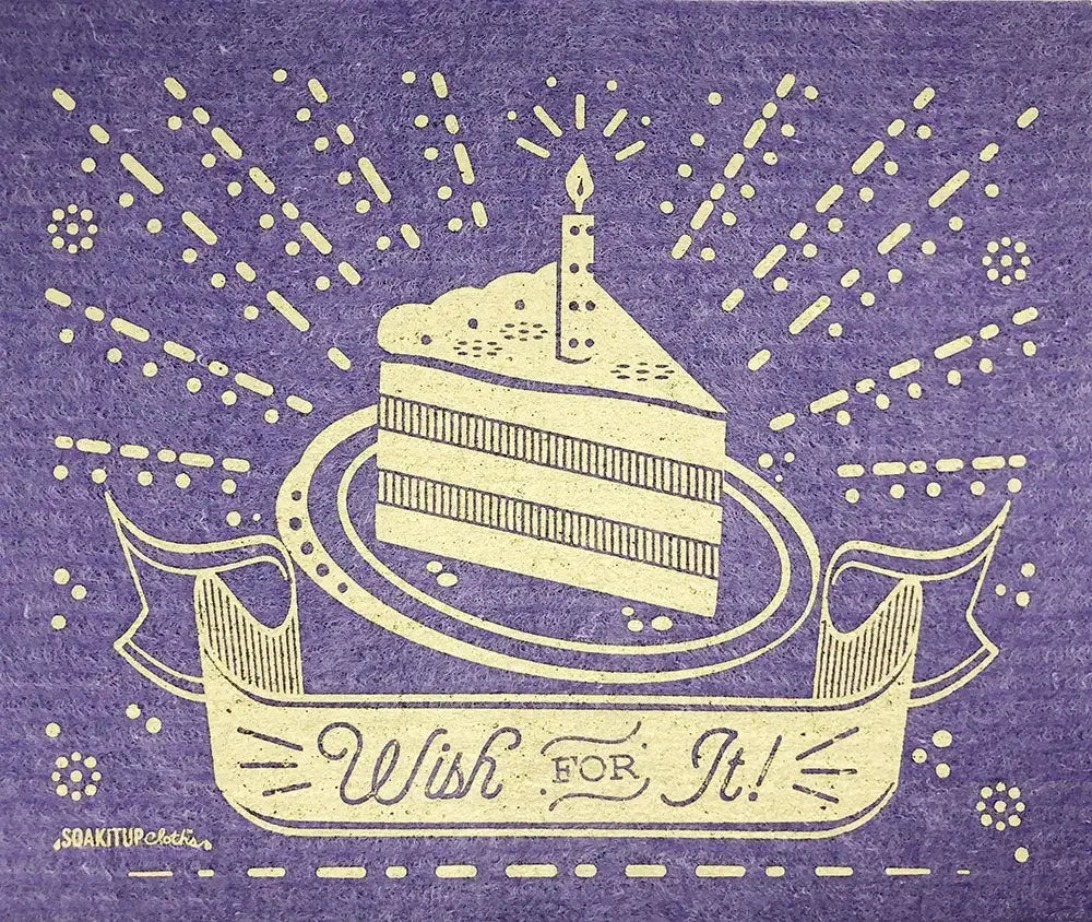 Wish for it! Cake Purple Swedish Dishcloth 