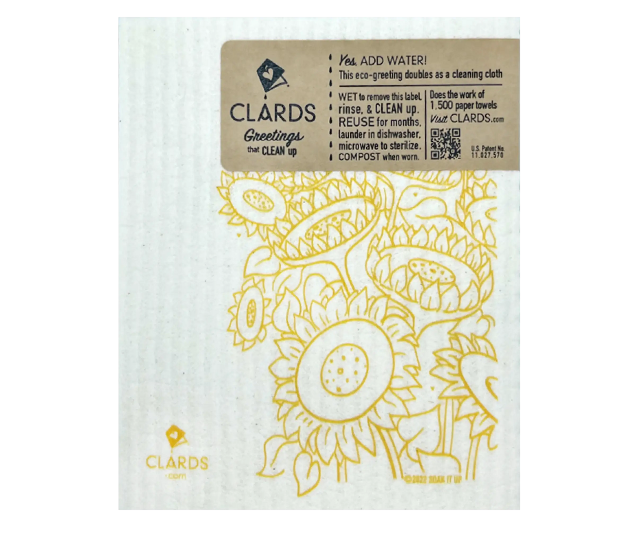 Status Crow with Sunflowers Clards—Greetings that Clean Up -