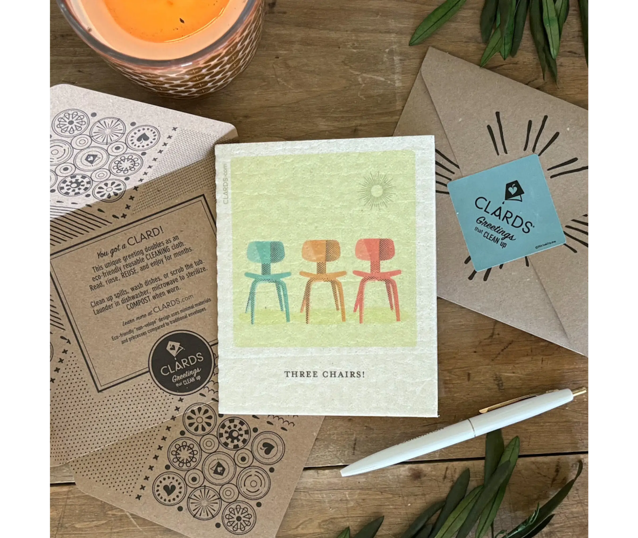 Three Chairs! 2-in-1 Greeting Clard® Eco Cloth - Eco