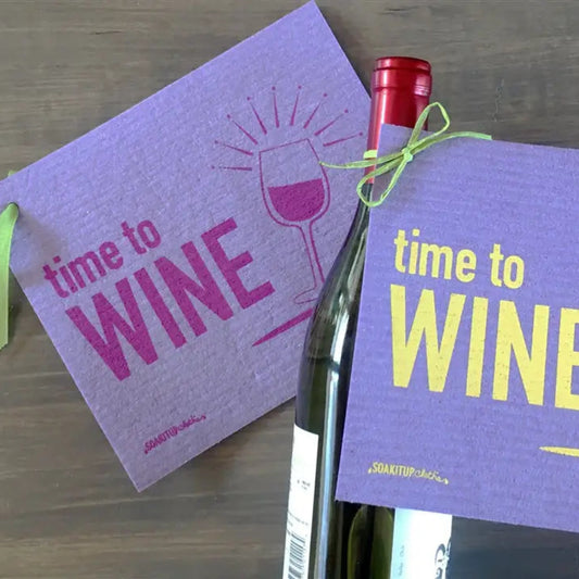 Time to Wine Red swedish dishcloth  gift soakitup.shop