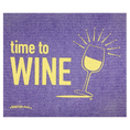 Load image into Gallery viewer, Time to Wine with white wine purple colored Swedish dishcloth from soakitup.shop
