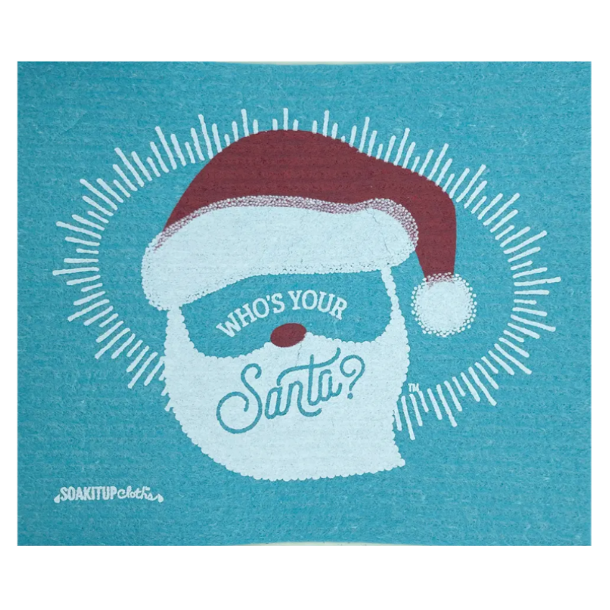 Who's your Santa? Swedish dishcloth from Soak iT Up. Greetings and gifts everyone can use!