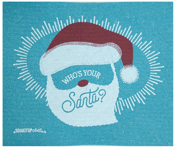 Who's your Santa? Swedish dishcloth from Soak iT Up. Greetings and gifts everyone can use!