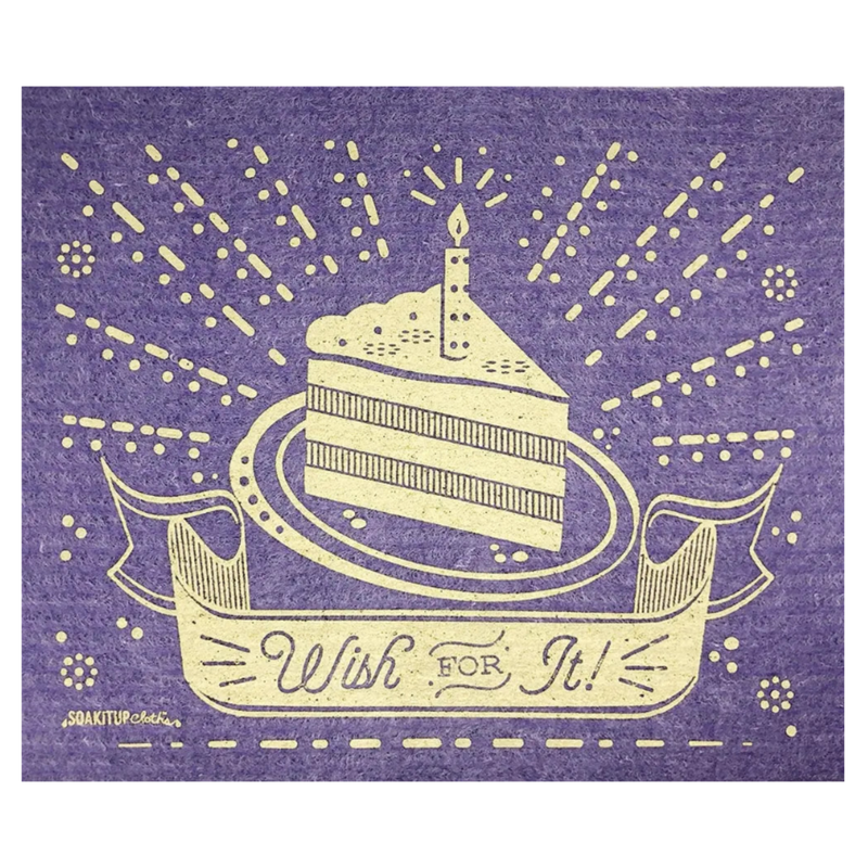 Wish for it! Cake Purple Swedish Dishcloth  soakitup.shop